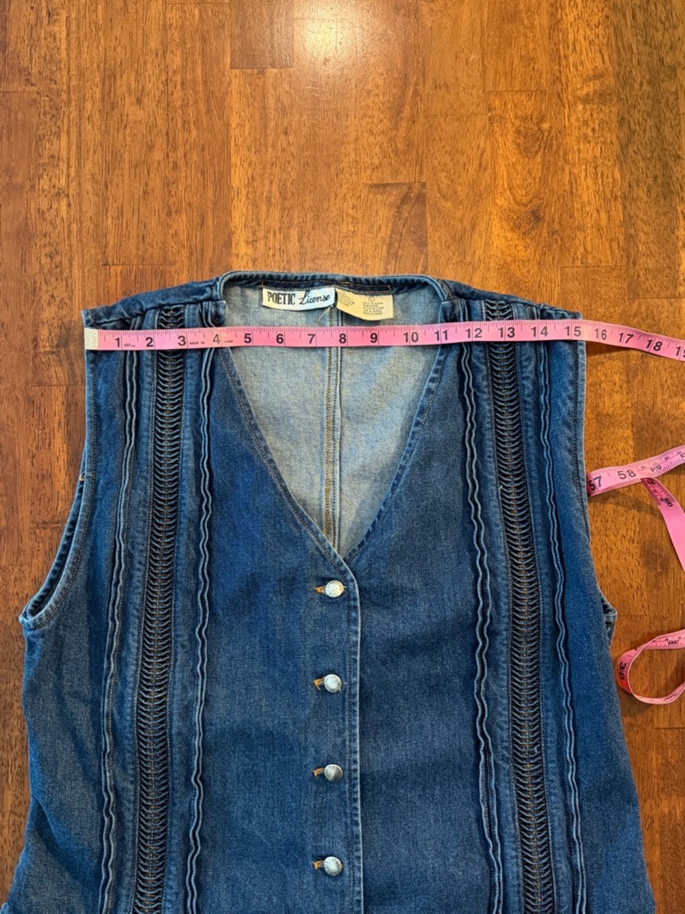 Poetic License Vintage Dark Blue Cotton Denim Vest L - Picture 6 of 10